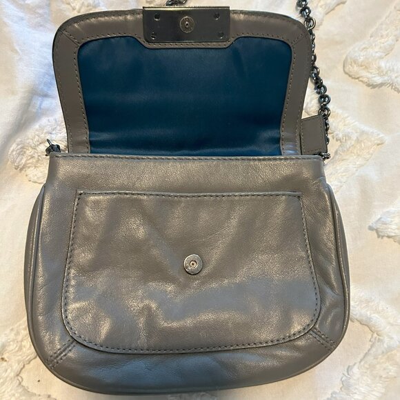 Coach medium grey leather shoulder bag with graphite chain strap - Picture 4 of 5